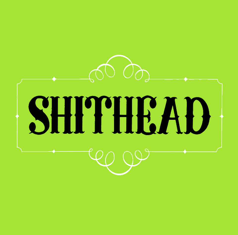 Animated color version of the SHITHEAD lettering