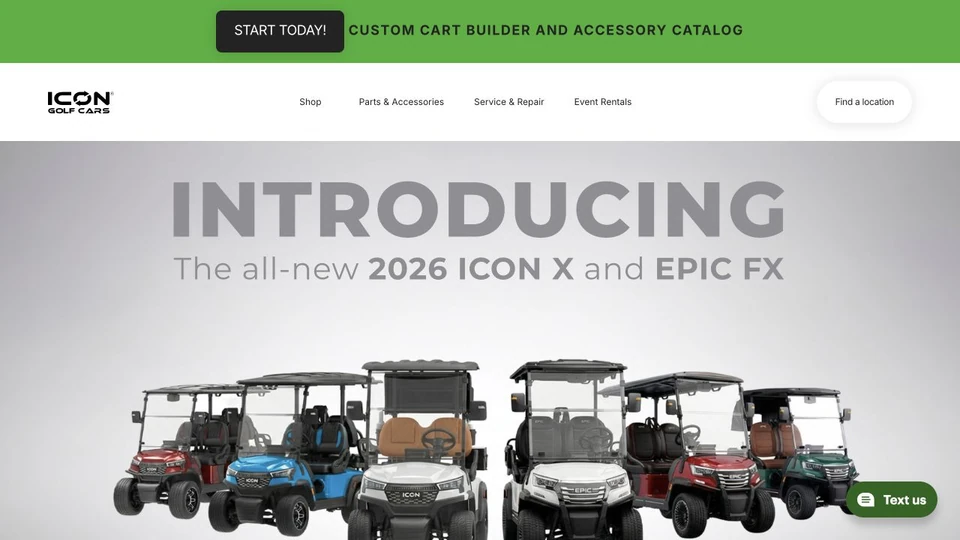 Icon Golf Cars homepage website screenshot