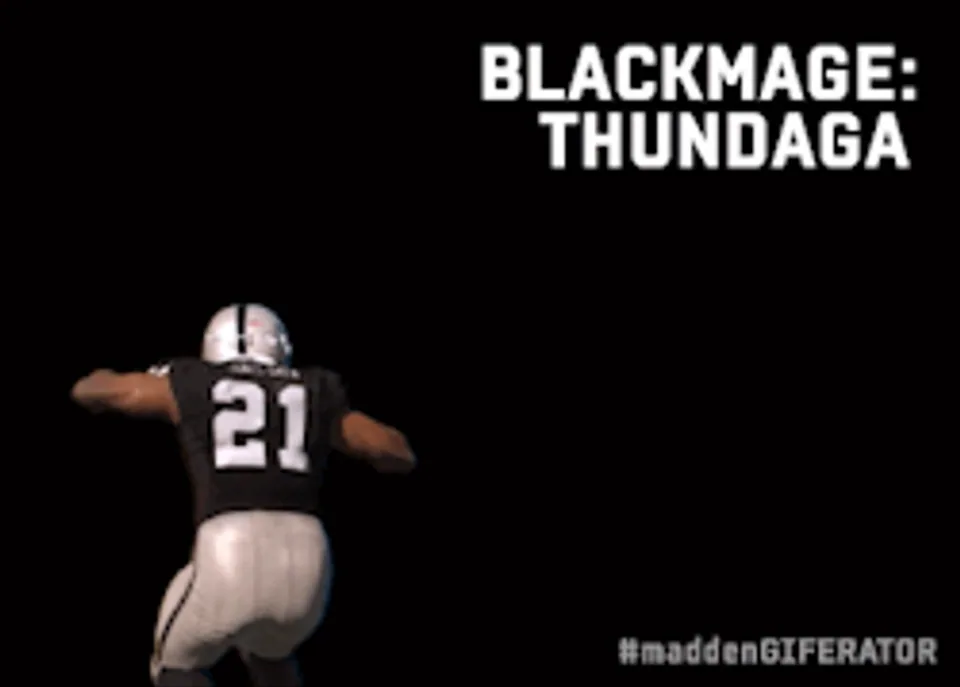 Fan-made Madden GIFERATOR: Blackmage Thundaga with an animated football player