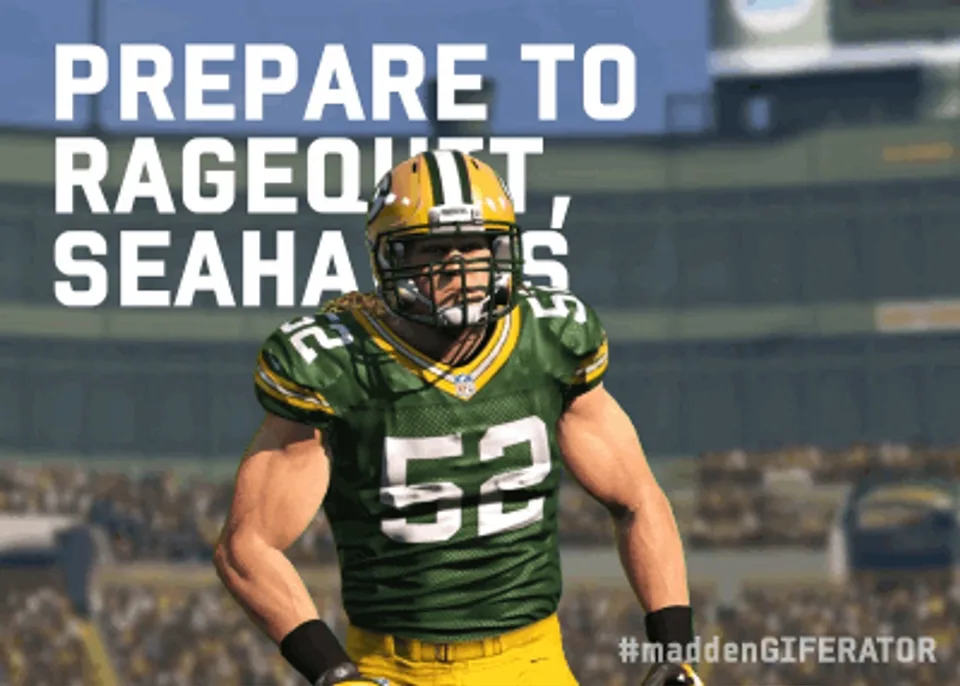 Animated Madden GIFERATOR: Packers player with Prepare to ragequit, Seahawks trash talk