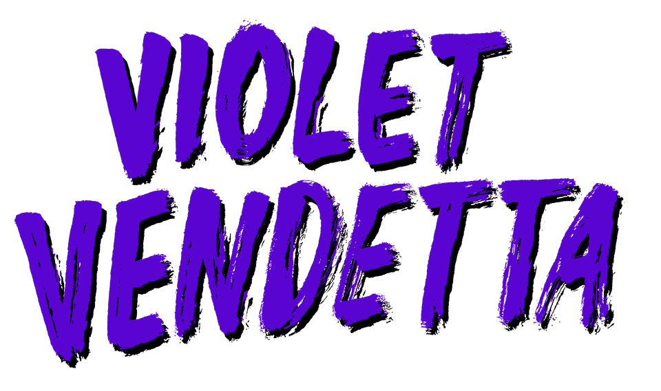 Purple Violet Vendetta title lettering created by Theo Olesen