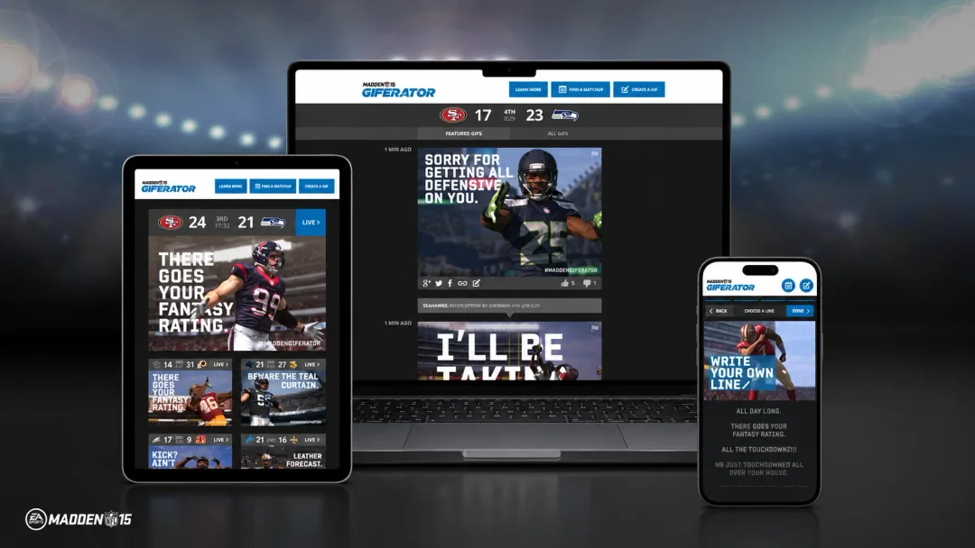 Madden GIFERATOR campaign across desktop, tablet and phone